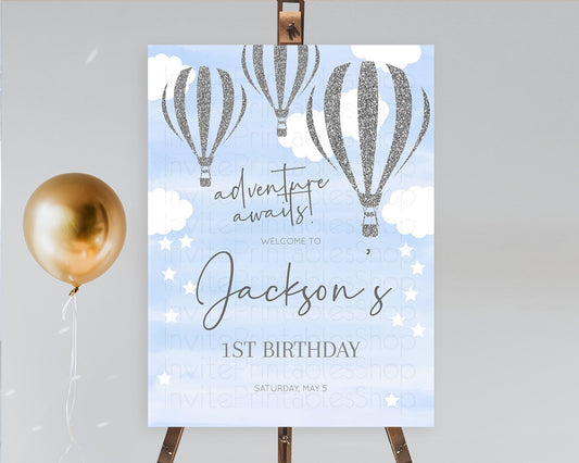 Editable Hot Air Balloon First Birthday Welcome Board Hot Air Balloon Welcom