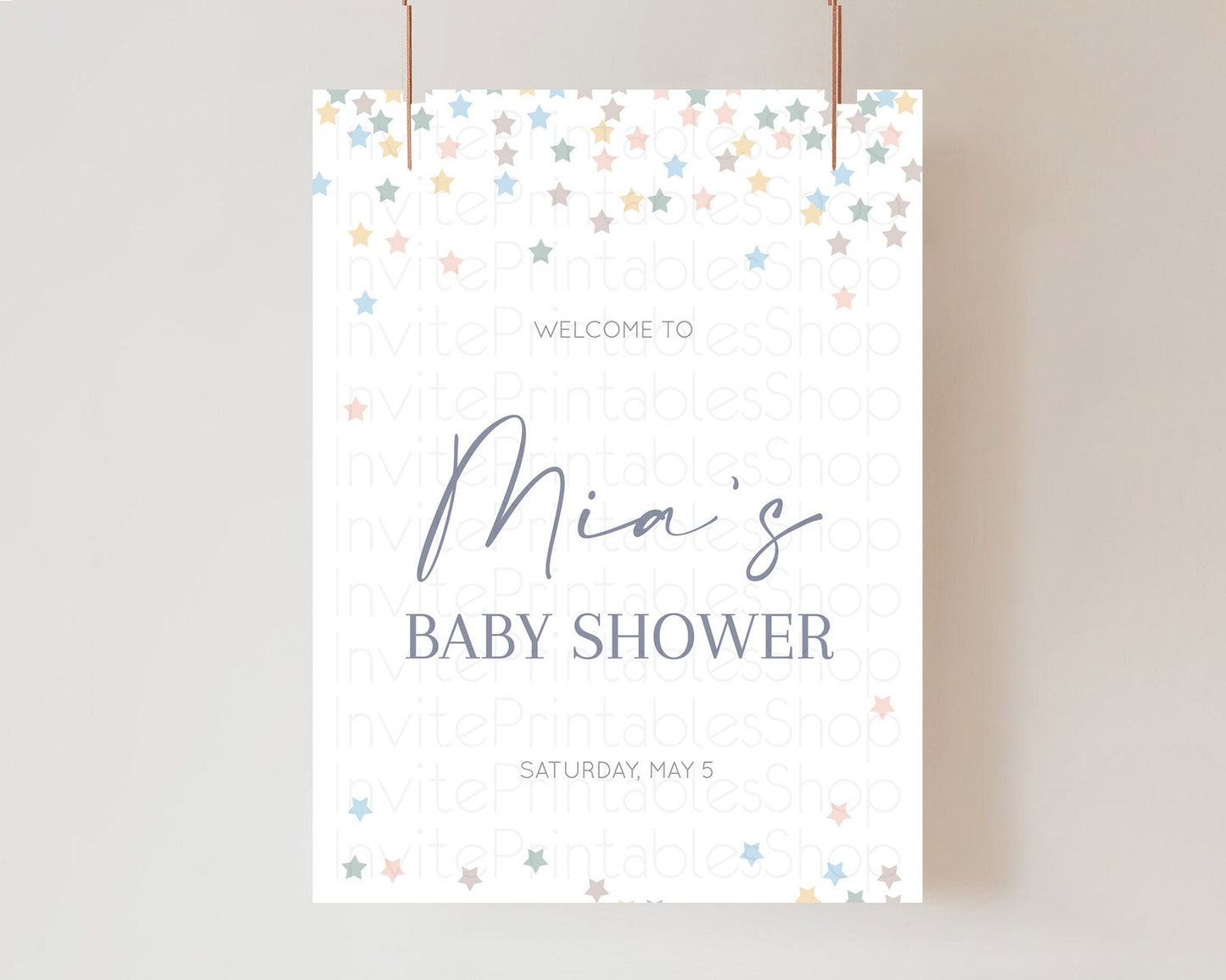 Star Baby Shower Welcome Board Pastel Stars Welcome Sign Shooting Star Rainbow Colorful Confetti Twinkle Little Star Welcome Sign D10795