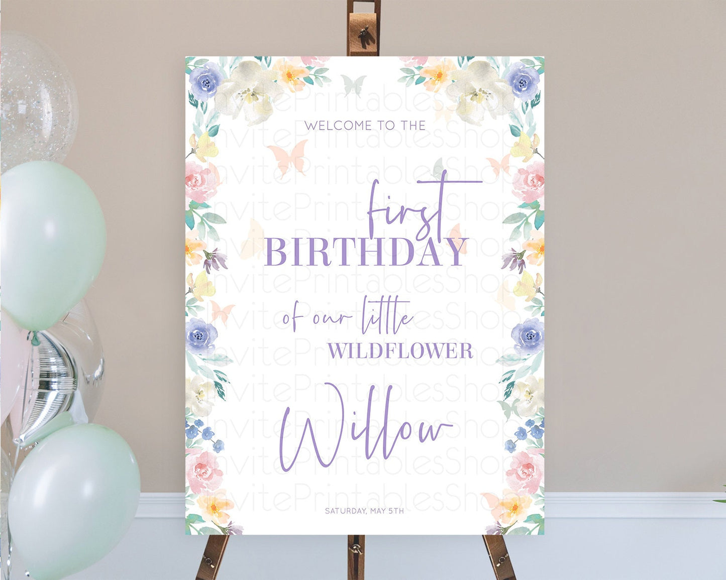 Secret Garden Welcome Sign Wildflower Welcome Board Pastel Flower Garden Welcome Poster Boho Wildflower First Birthday Welcome Sign D10710