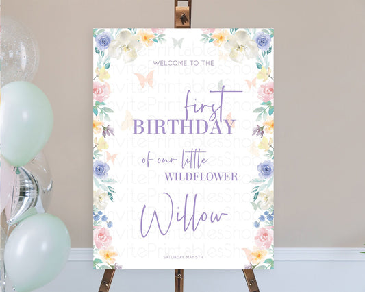 Secret Garden Welcome Sign Wildflower Welcome Board Pastel Flower Garden Welcome Poster Boho Wildflower First Birthday Welcome Sign D10710