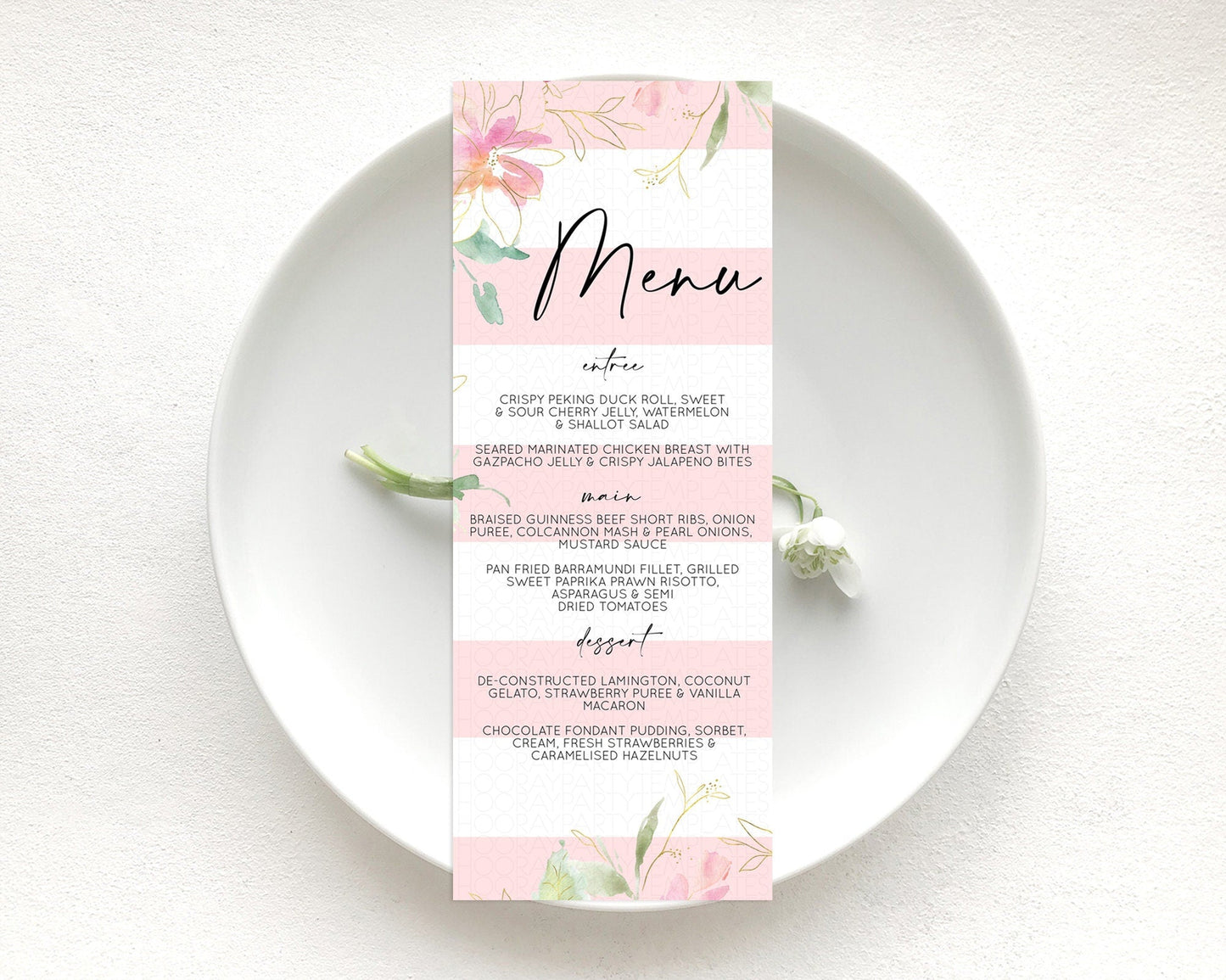 Secret Garden Menu Wildflower Menu Template Pastel Flower Garden Table Decor Boho Floral Dinner Dessert Floral Party Food Menu D10301