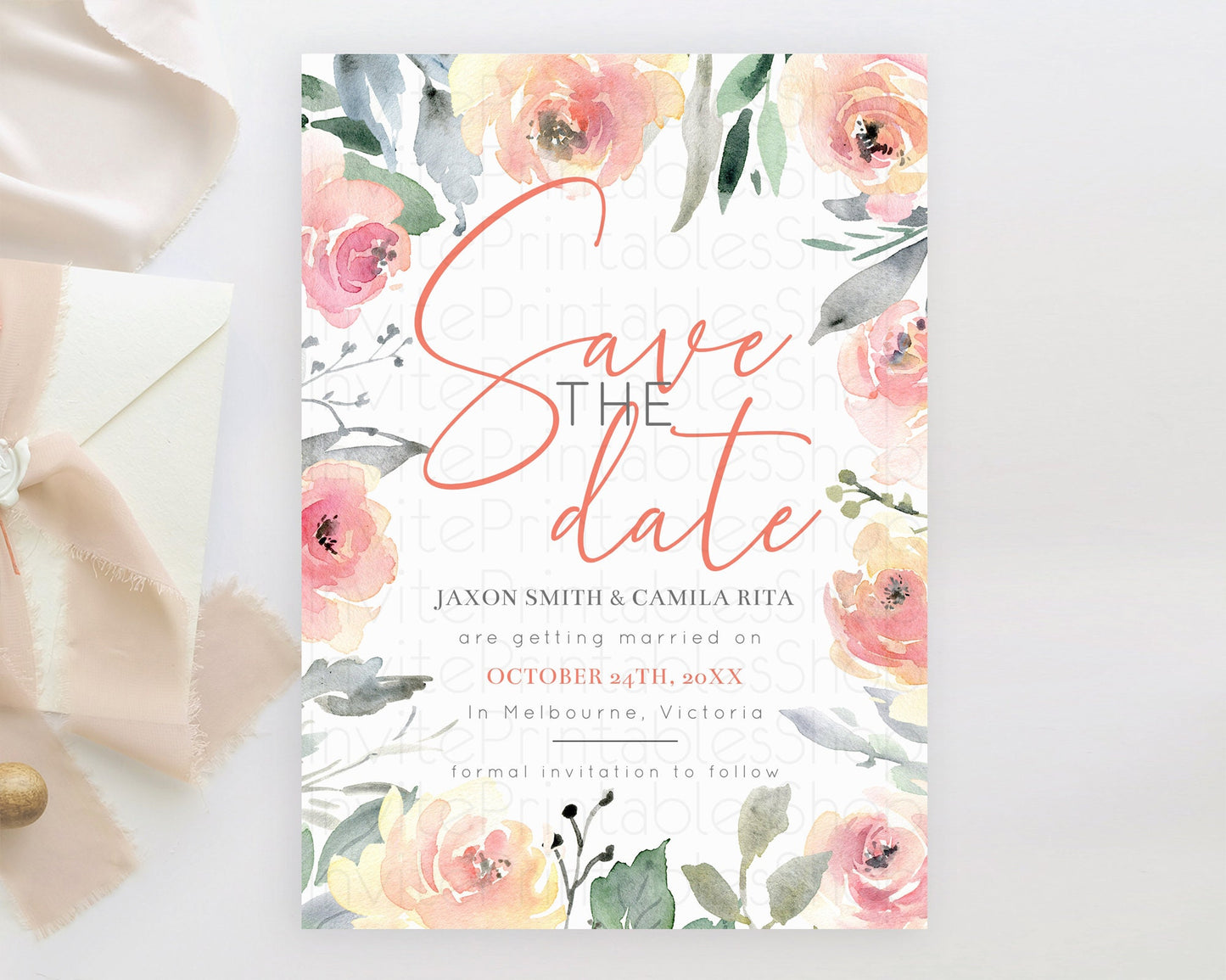 Wildflower Save The Date Template Secret Garden Save The Date Pastel Floral Garden Party Boho Flowers Birthday Baby Shower Wedding D10778