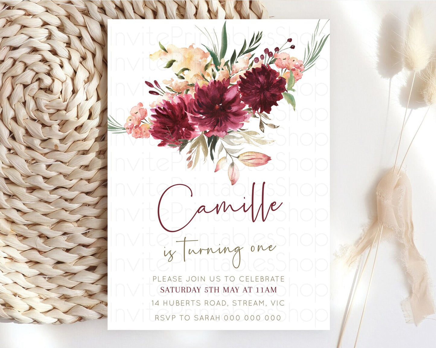 Secret Garden Invitation Wildflower Birthday Invitation Pastel Flowers Invite Enchanted Garden Boho Floral 3rd 2nd First Birthday D10685