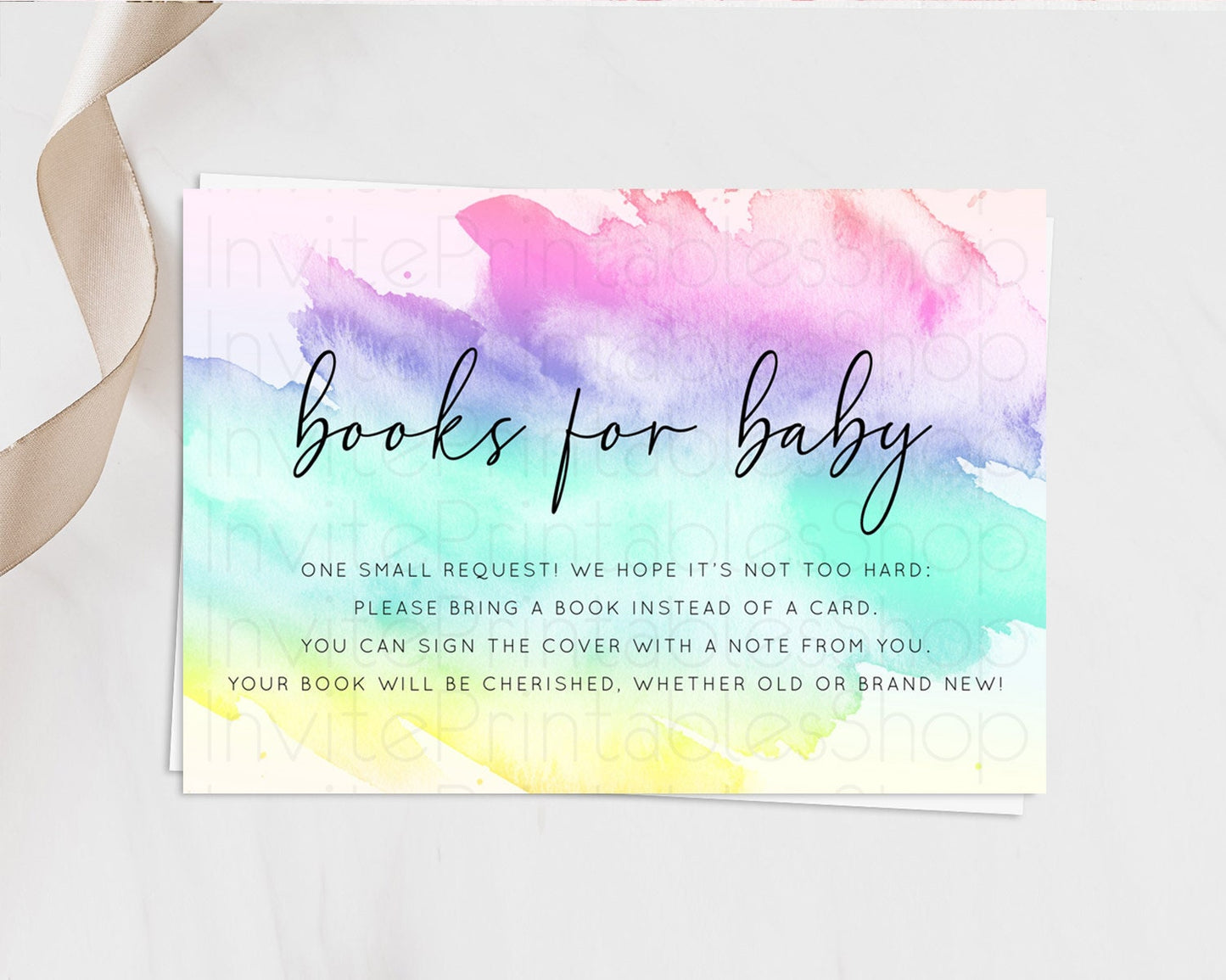 Pastel Books For Baby Card Pastel Rainbow Book Insert Colorful Ombre Watercolor Book Card Confetti Glitter Baby Book Poem Request D10231