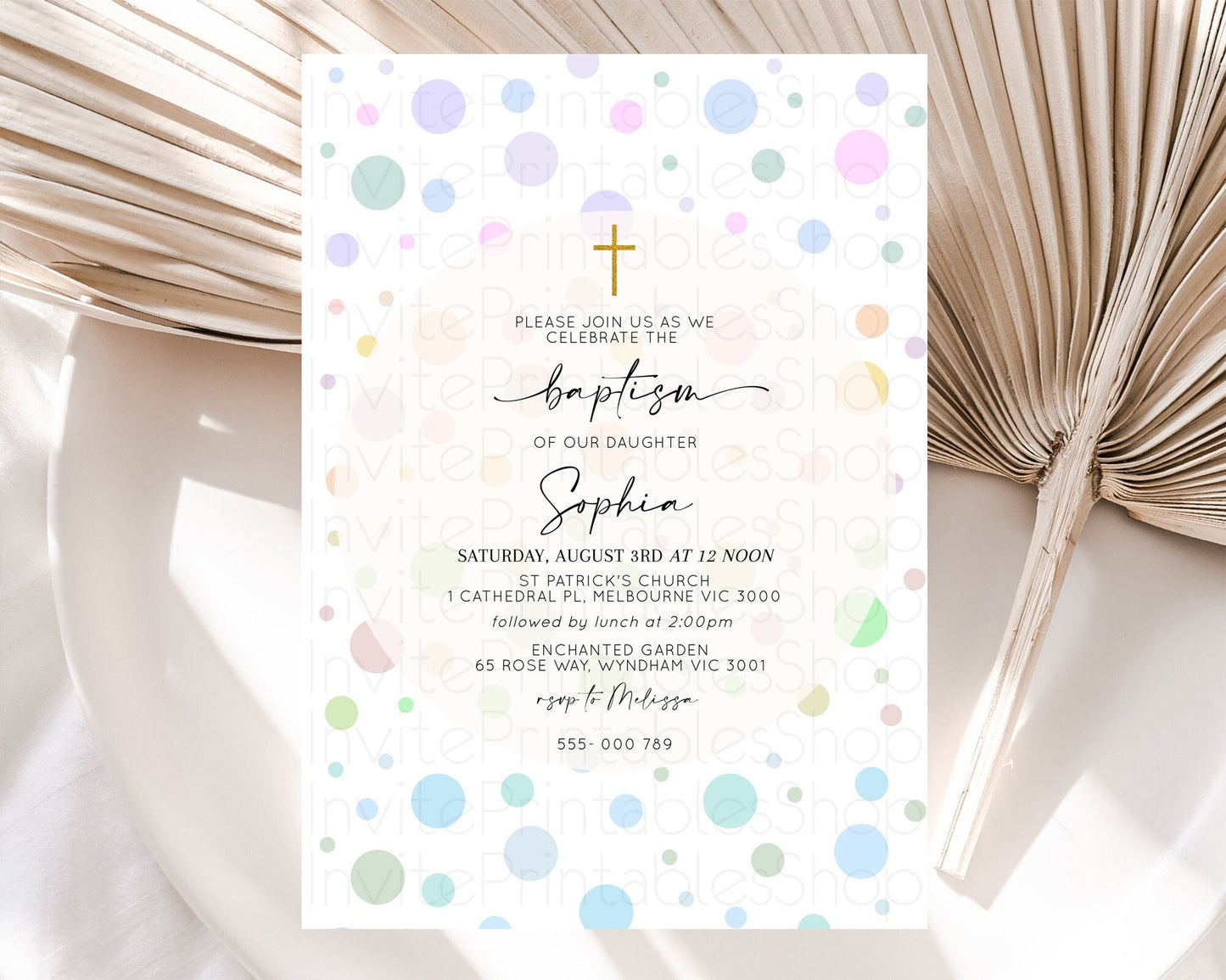 Pastel Baptism Invitation Pastel Confetti Baptism 1st Birthday Invitation Colorful Rainbow Confetti Bubbles Christening Invitation D10135