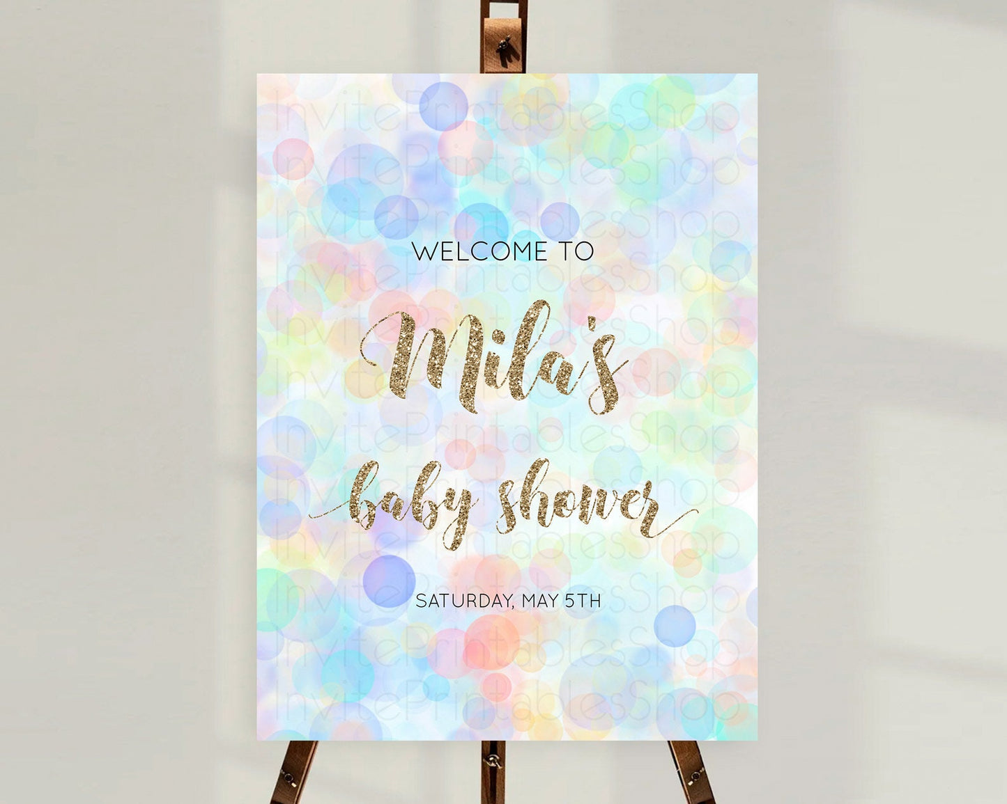 Pastel Baby Shower Welcome Sign Bubble Bath Baby Shower Party Rainbow Welcome Board Pastel Bubbles Colorful Confetti Welcome Poster D10447