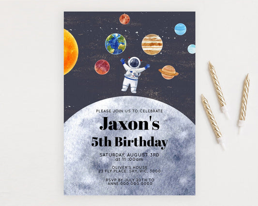 Editable Space Birthday Invitation Space 1st Birthday Invites First Trip Aro