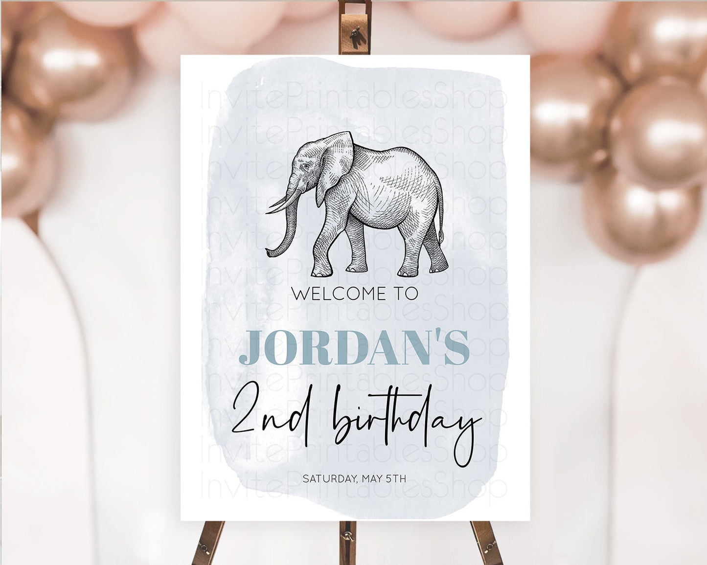 Elephant Welcome Sign Elephant Welcome Board Elephant Party Welcome Poster Safari Party Decor Elephant First Birthday Welcome Sign D10811