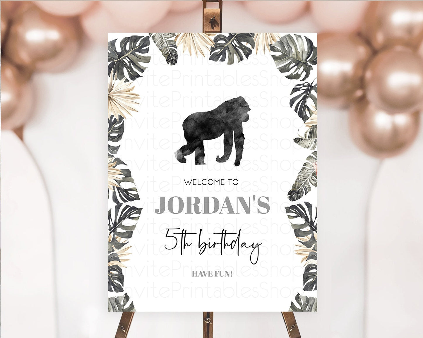 Gorilla Welcome Sign Gorilla Welcome Board Gorilla Party Welcome Poster Safari Adventure Decor Gorilla First Birthday Welcome Sign D10804