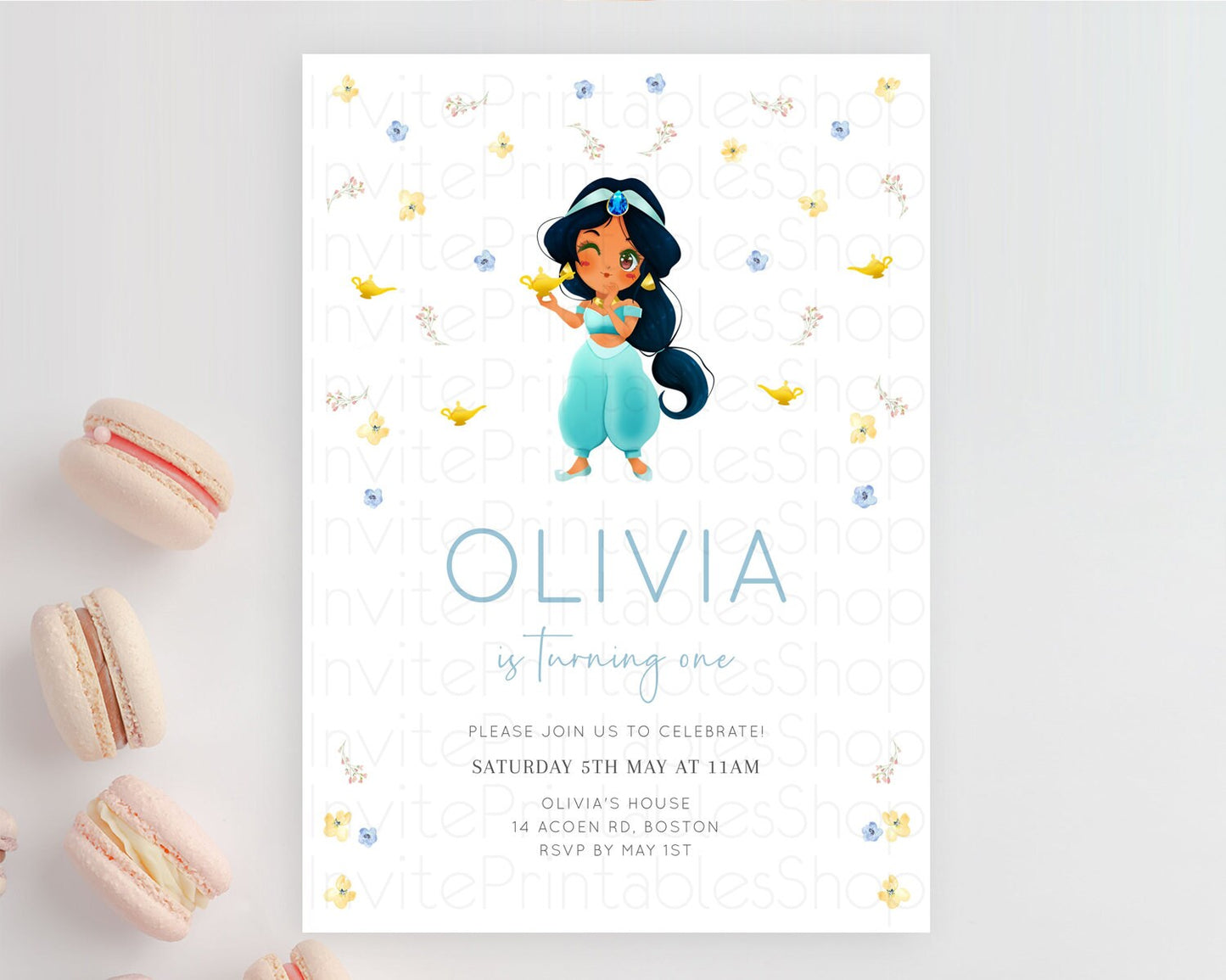 Princess Birthday Invitation Castle Invitation Royal Birthday Fairy Tale Enchanted Castle Pastel Floral Garden 1st First Birthday D10887