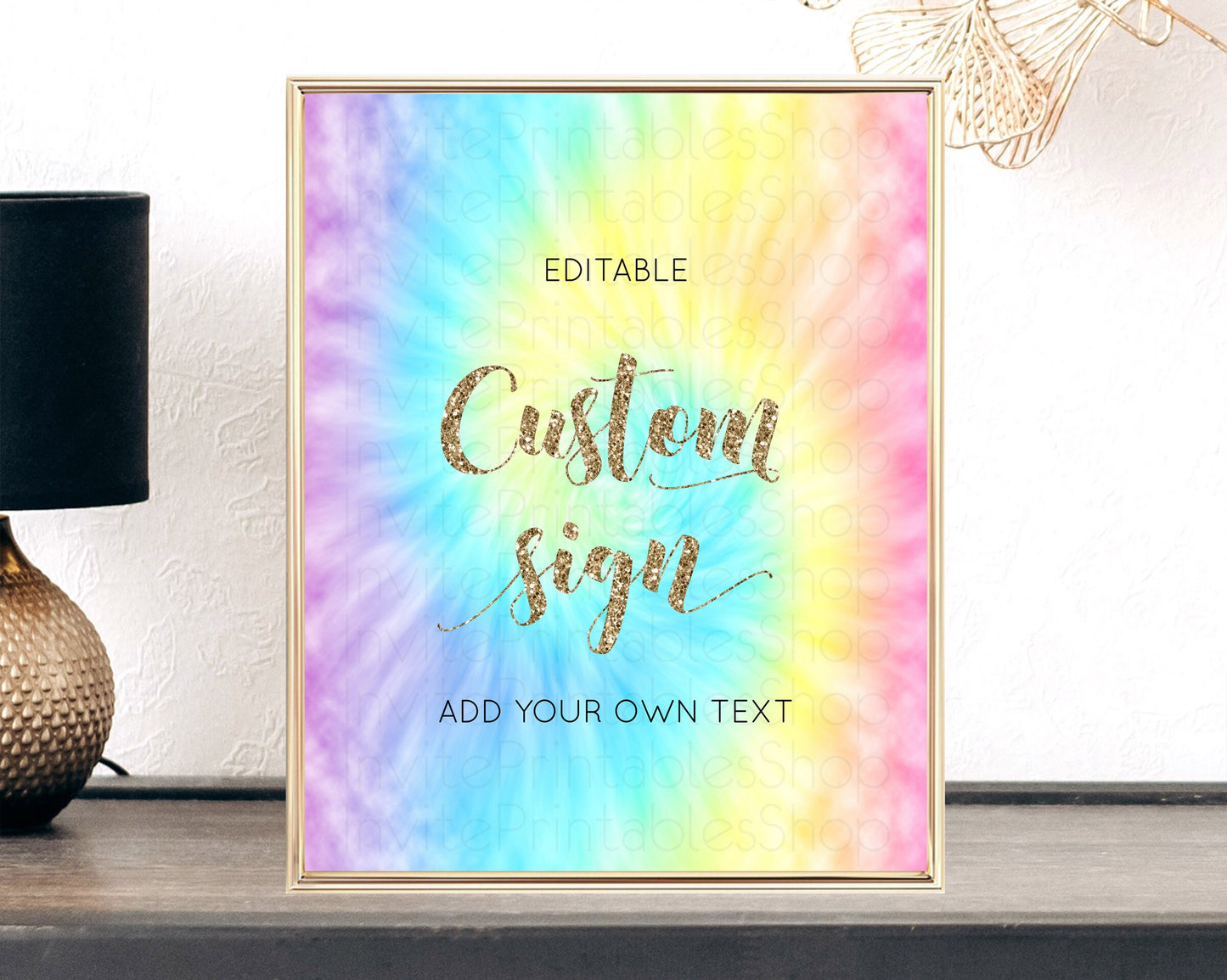 Tie Dye Sign Ombre Table Sign Decor Rainbow Pastel Ombre Watercolor Party 1st Birthday Baptism Baby Shower Bridal Shower Wedding D10580