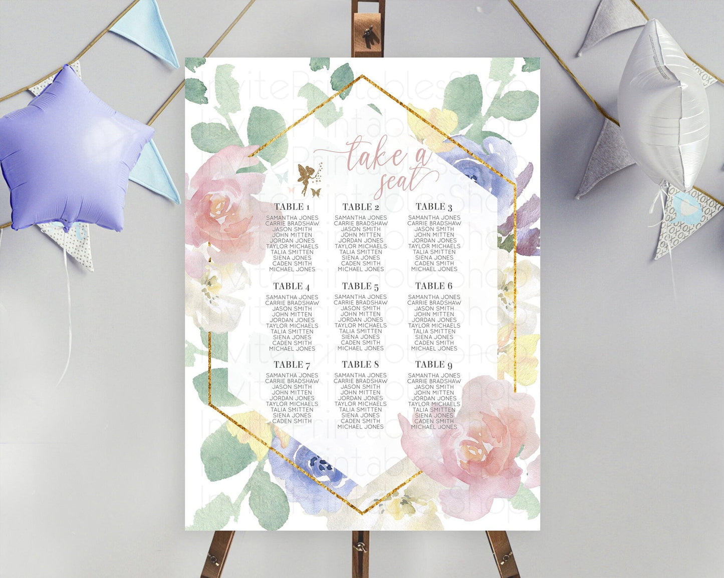 Fairy Seating Chart Pastel Fairy Seating Chart Fairy Tea Party Fairy Garden Seating Sign Enchanted Garden Floral Butterfly Decor D10294