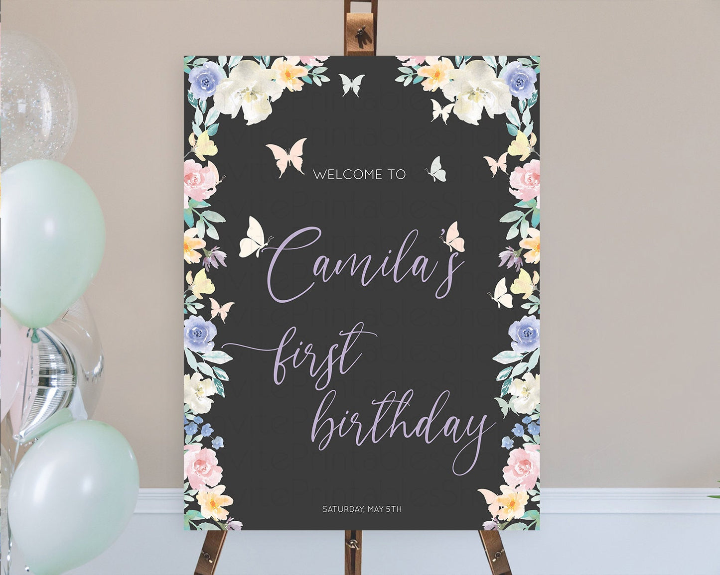 Secret Garden Welcome Sign Wildflower Welcome Board Pastel Flower Garden Welcome Poster Boho Wildflower First Birthday Welcome Sign D10322