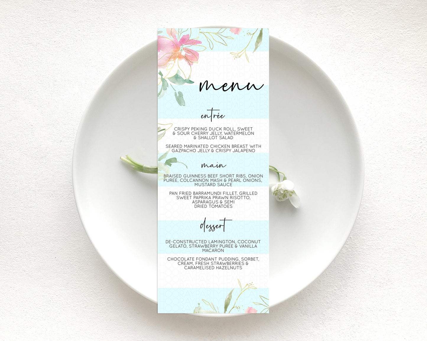 Secret Garden Menu Wildflower Menu Template Pastel Flower Garden Table Decor Boho Floral Dinner Dessert Floral Party Food Menu D10303