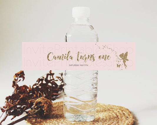 Editable Fairy Water Label Enchanted Garden Pastel Floral Butterfly Party De