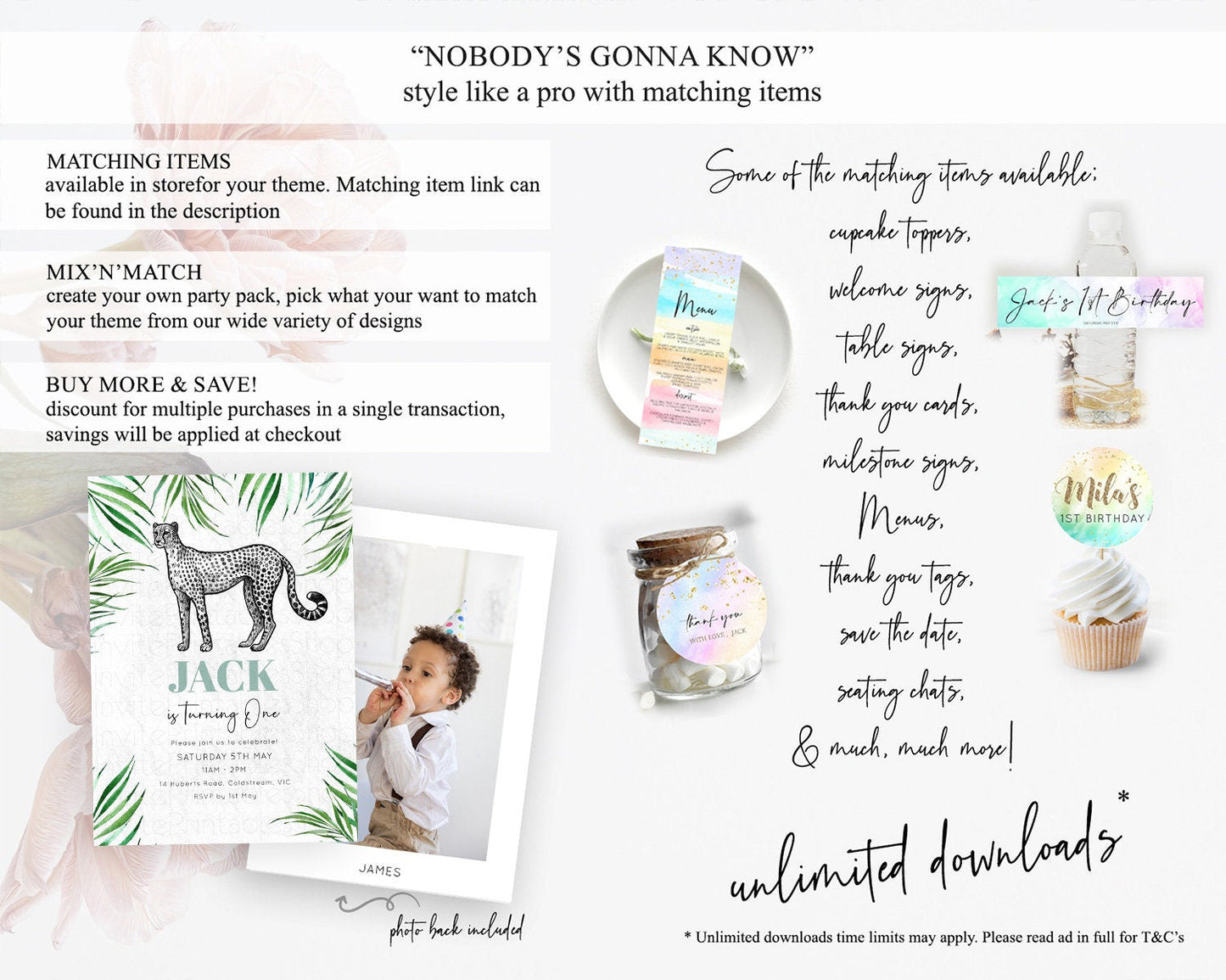 Cheetah Birthday Invitation Cheetah Invitation Cheetah Birthday Cheetah Safari Adventure Invite Cheetah Palm Leaf Invite Zoo Party D10849