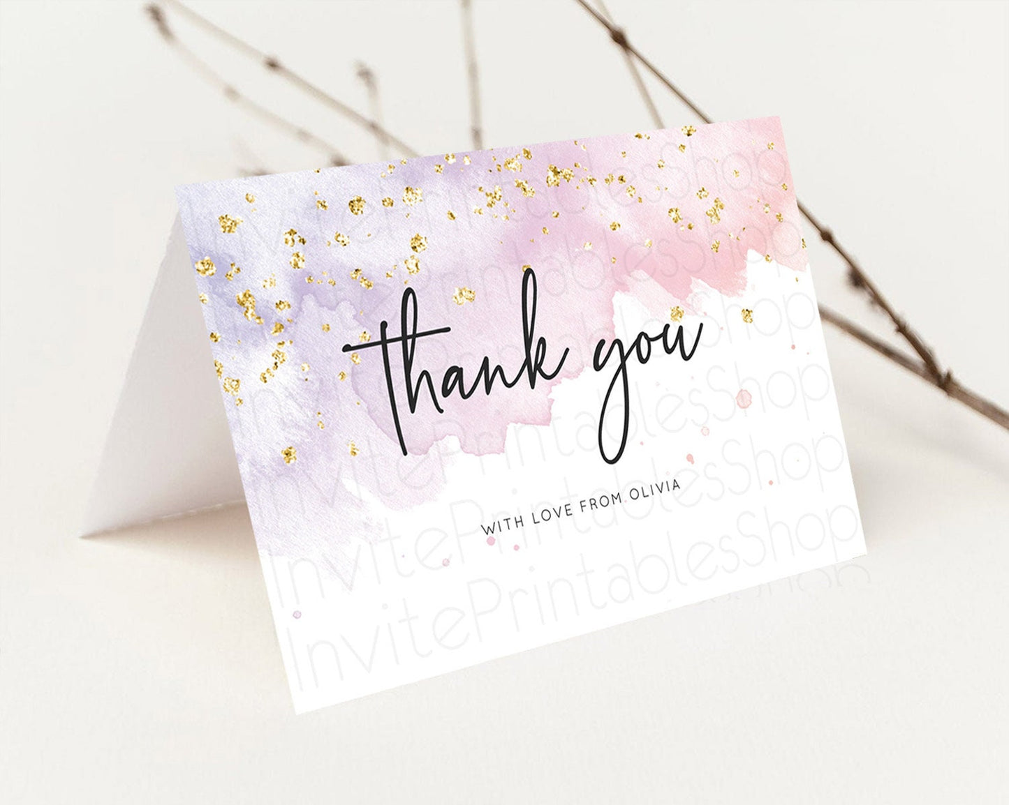 Pastel Thank You Rainbow Thank You Card Colorful Pastel Birthday Thank You Card Confetti Watercolor Pastel Teacher Thank You Cards D10327
