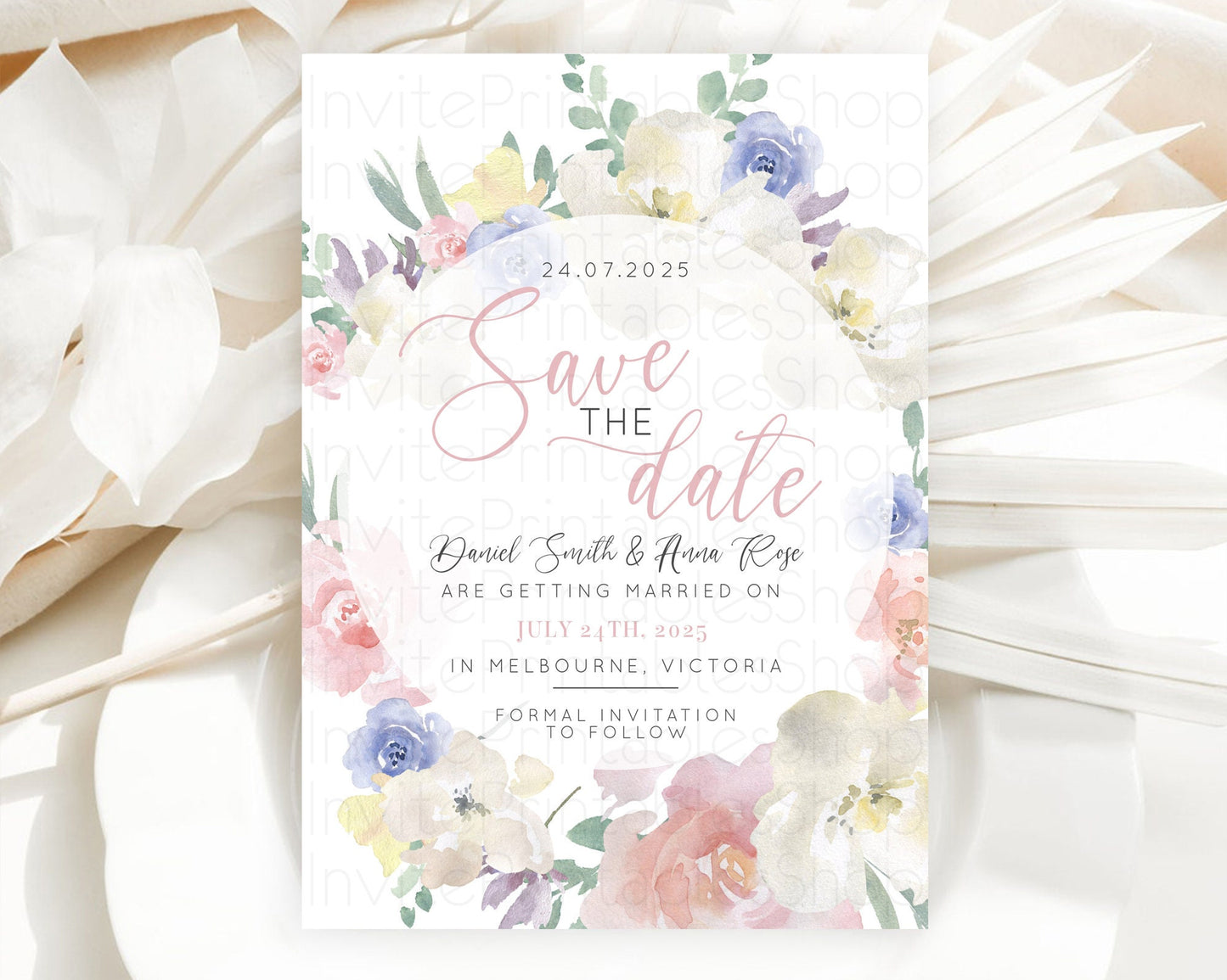 Wildflower Save The Date Template Secret Garden Save The Date Pastel Floral Garden Party Boho Flowers Birthday Baby Shower Wedding D10841