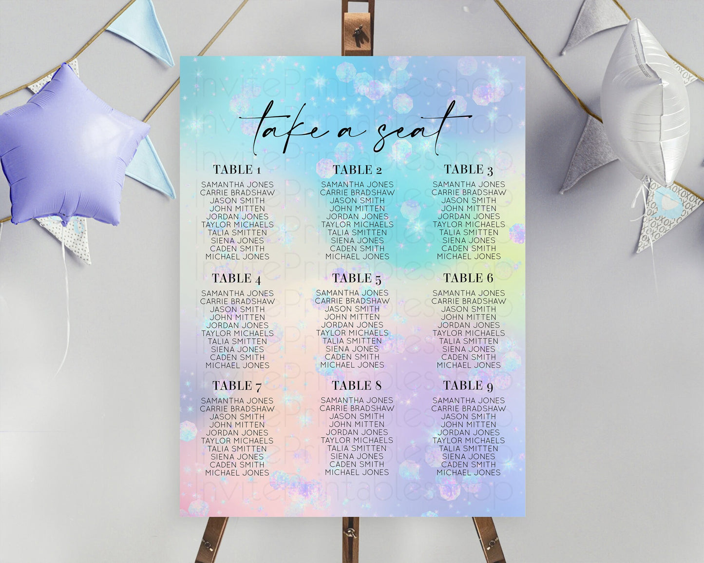 Rainbow Seating Chart Pastel Seating Chart Iridescent Sprinkles Colorful Pastel Watercolor Seating Sign Ombre Pastel Take A Seat D10665