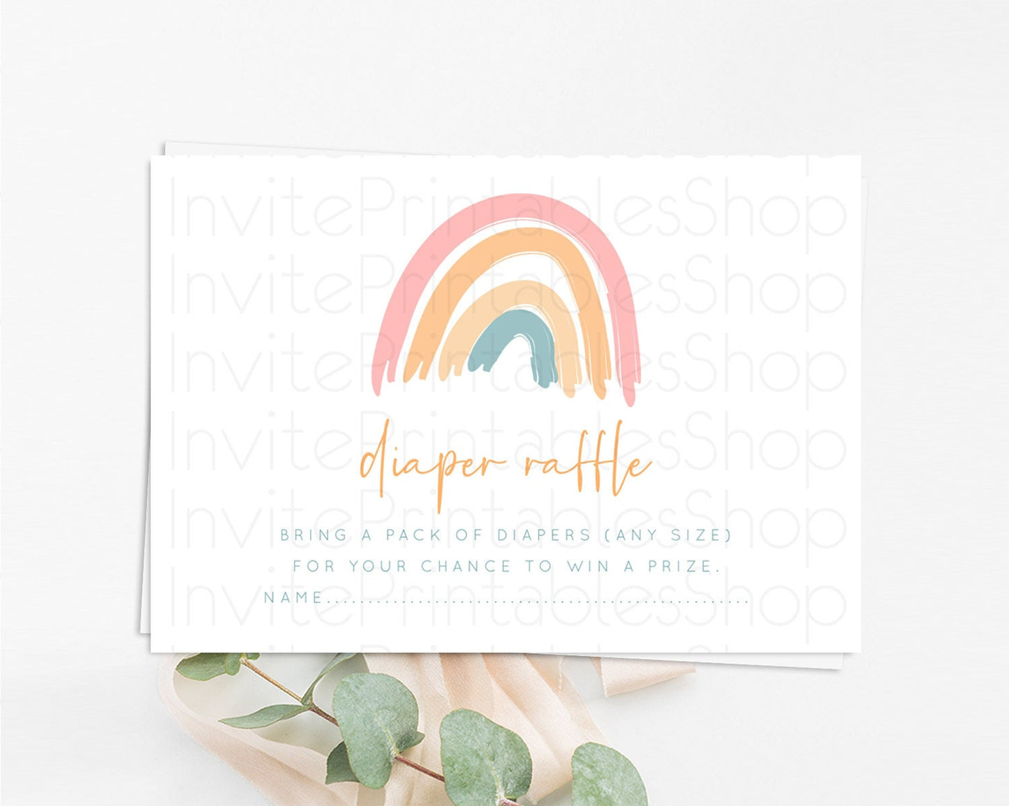 Pastel Rainbow Diaper Raffle Card Boho Rainbow Diaper Insert Boho Rainbow Diaper Ticket Pastel Watercolor Baby Shower Raffle Game D10351