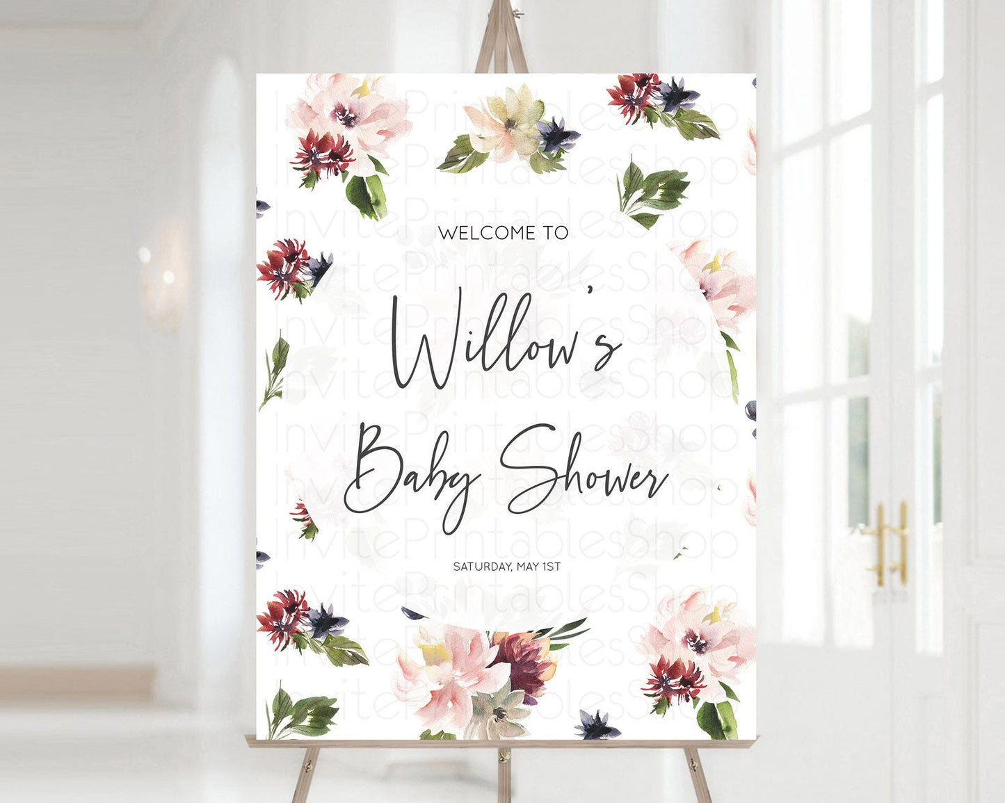 Secret Garden Baby Shower Welcome Sign Wildflower Welcome Board Pastel Flower Garden Welcome Poster Boho Wildflower Welcome Sign D10538