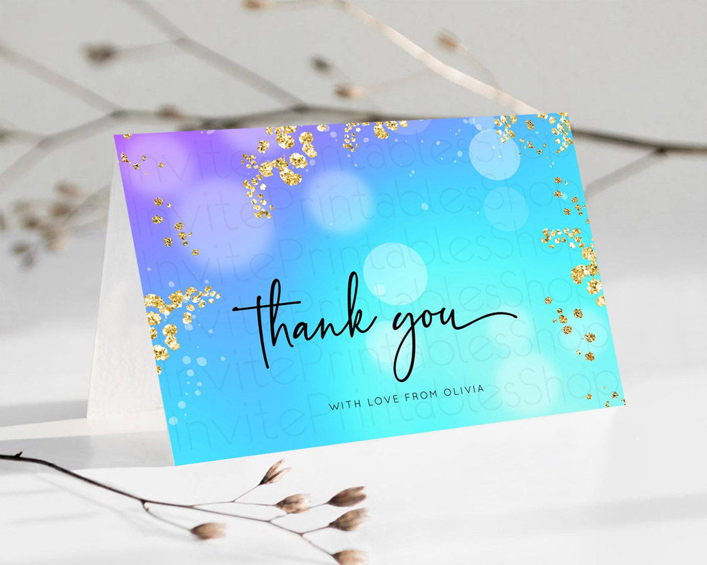 Mermaid Thank You Mermaid Thank You Card Rainbow Fish Cards Under The Sea Colorful Pastel Mermaid Teacher Thank You Cards Template D10573