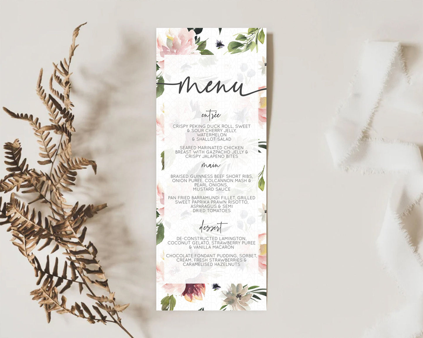Editable Secret Garden Menu Wildflower Menu Template Pastel Flower Garden Ta