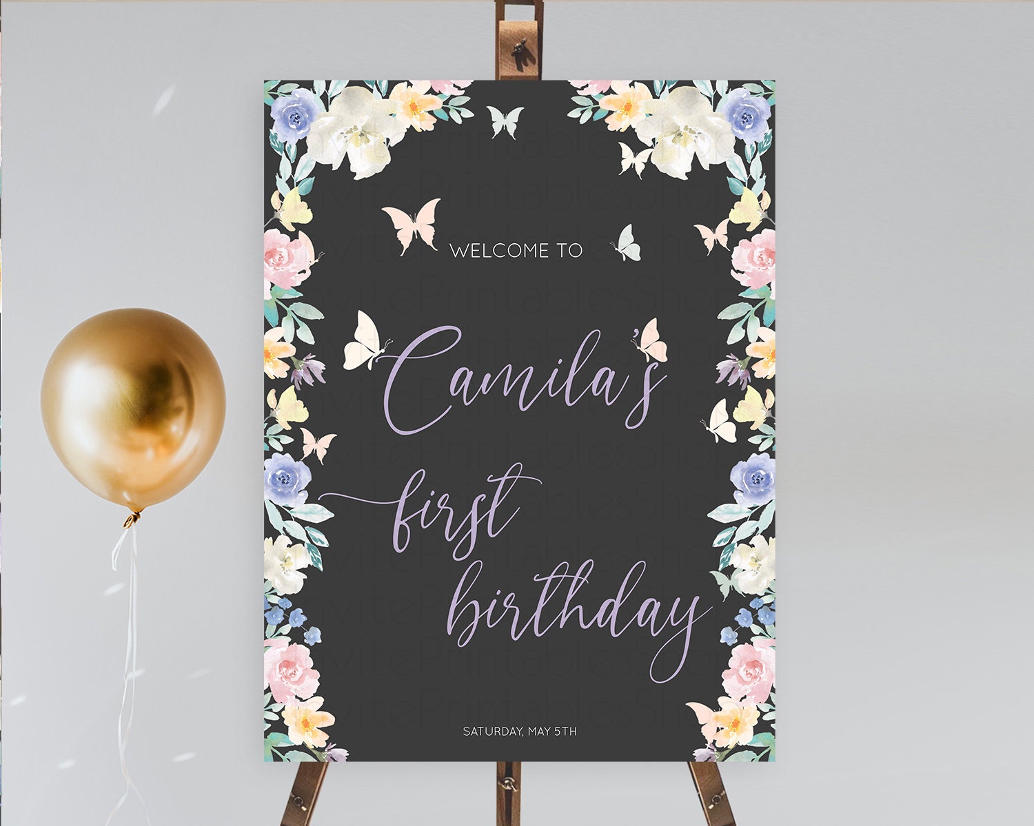 Editable Secret Garden Welcome Sign Wildflower Welcome Board Pastel Flower G