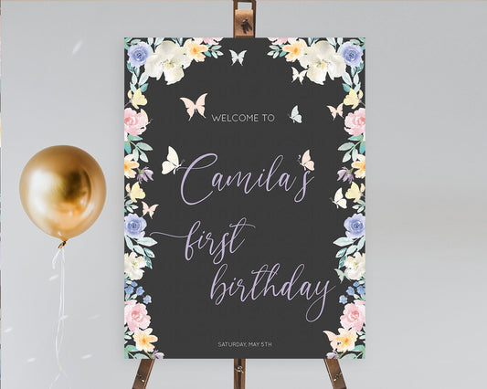 Editable Secret Garden Welcome Sign Wildflower Welcome Board Pastel Flower G