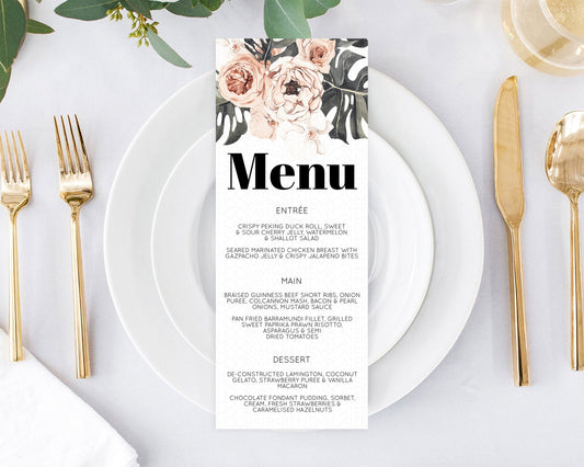 Secret Garden Menu Wildflower Menu Template Pastel Flower Garden Table Decor Boho Floral Dinner Dessert Floral Party Food Menu D10249