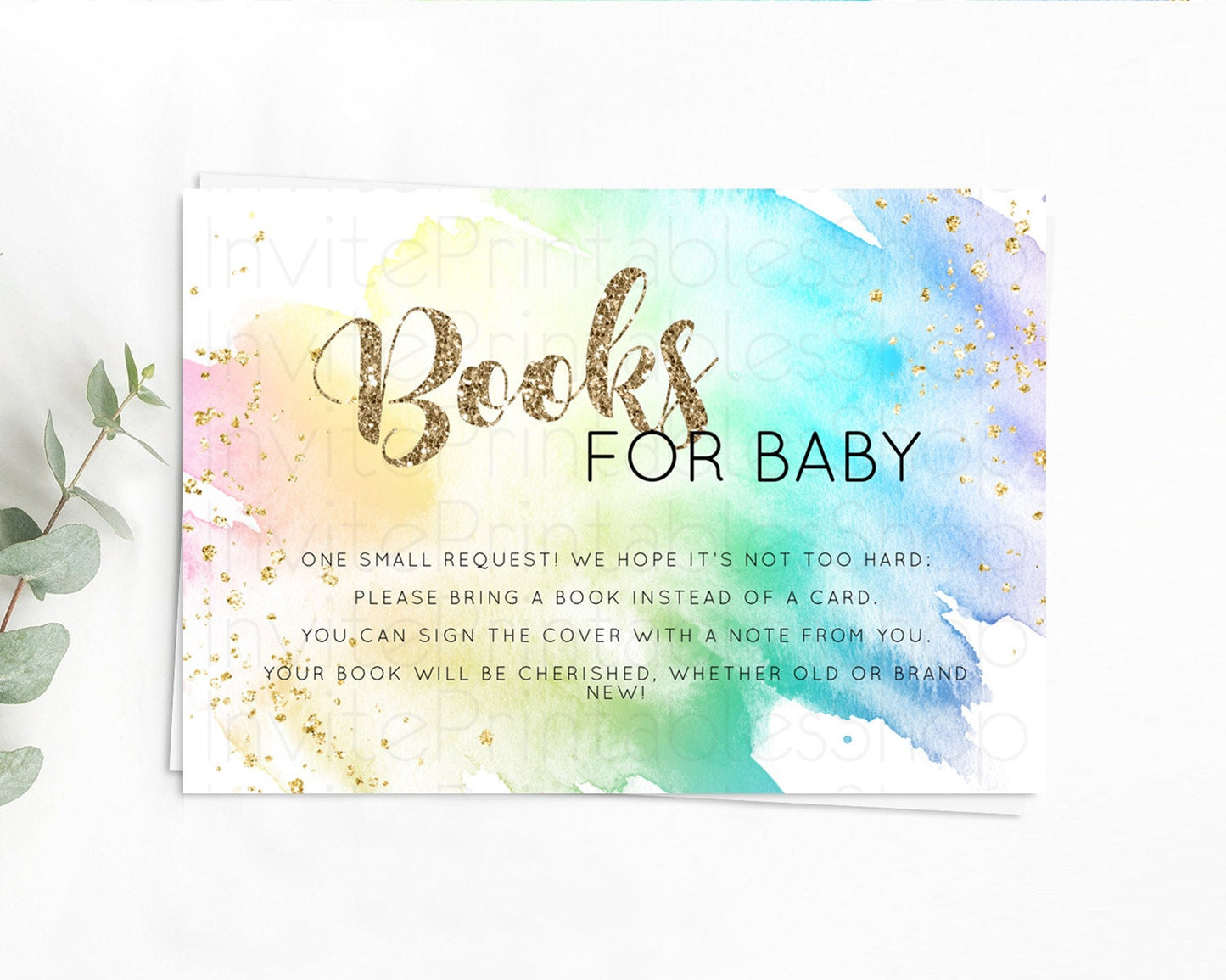 Pastel Books For Baby Card Pastel Rainbow Book Insert Colorful Ombre Watercolor Book Card Confetti Glitter Baby Book Poem Request D10256
