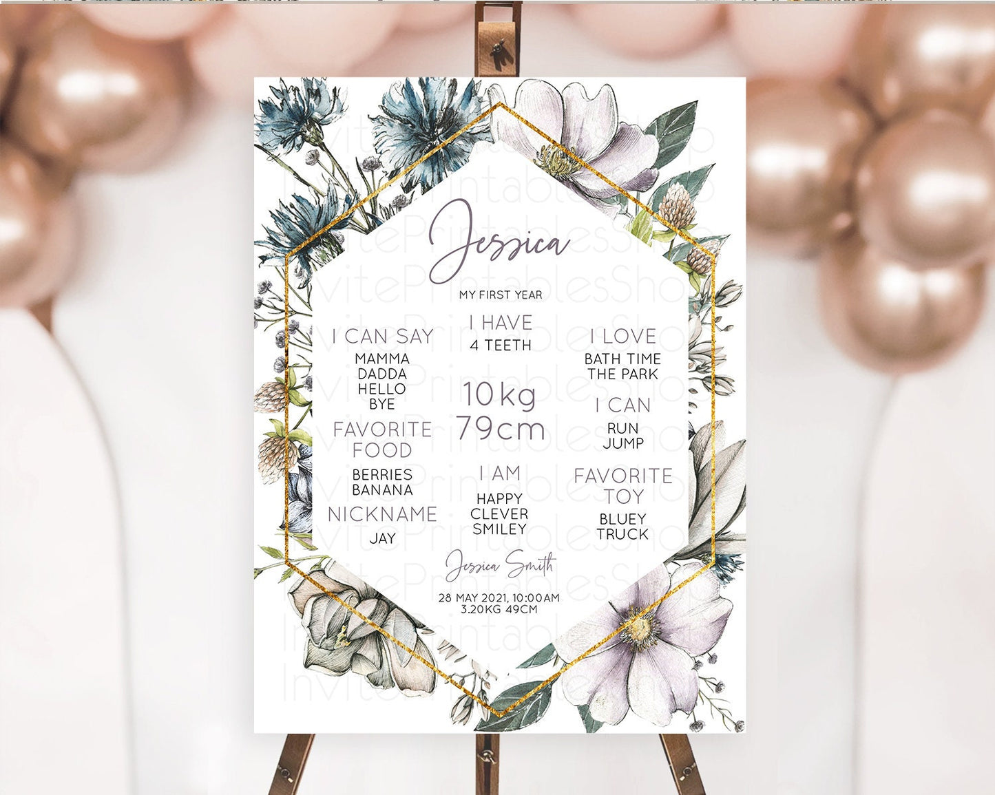 Secret Garden Milestone Board Wildflower First Birthday Milestone Poster Pastel Flowers Milestone Boho Wildflower 1st Birthday Sign D10501