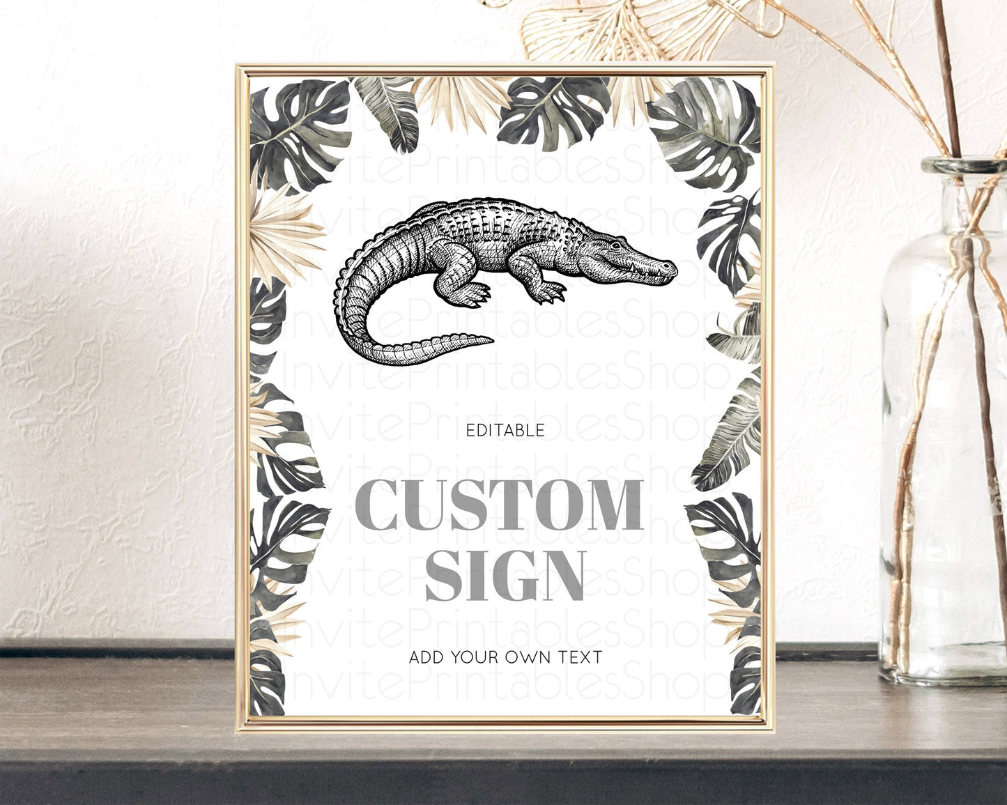 Editable Croc Gator Sign Swamp Table Sign Decor Croc Gator Party Sign Templa