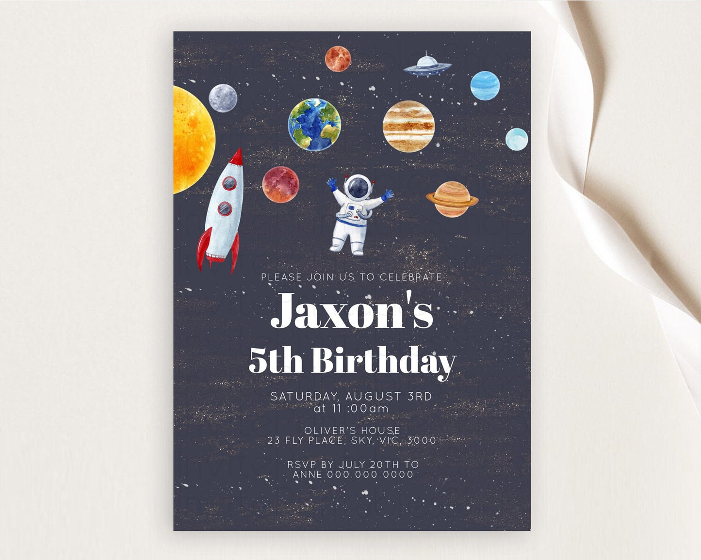 Space Birthday Invitation Space 1st Birthday Invites First Trip Around the Sun Invite Sky Stars Planets Milkyway Solar System Invite D10144