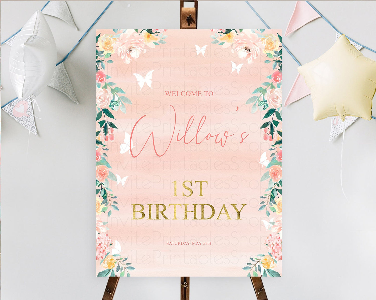 Secret Garden Welcome Sign Wildflower Welcome Board Pastel Flower Garden Welcome Poster Boho Wildflower First Birthday Welcome Sign D10245