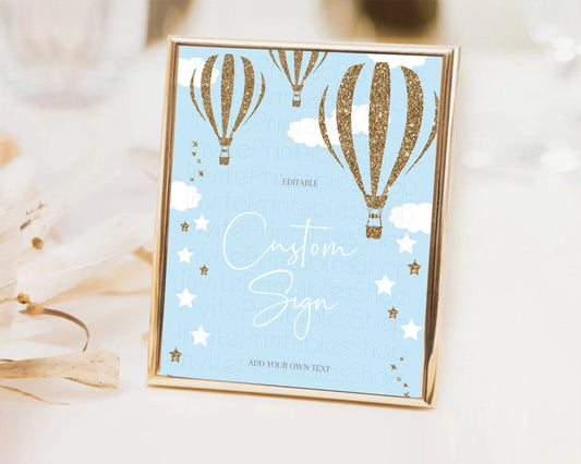 Editable Hot Air Balloon Sign Hot Air Balloon Table Sign Decor Adventure Awa