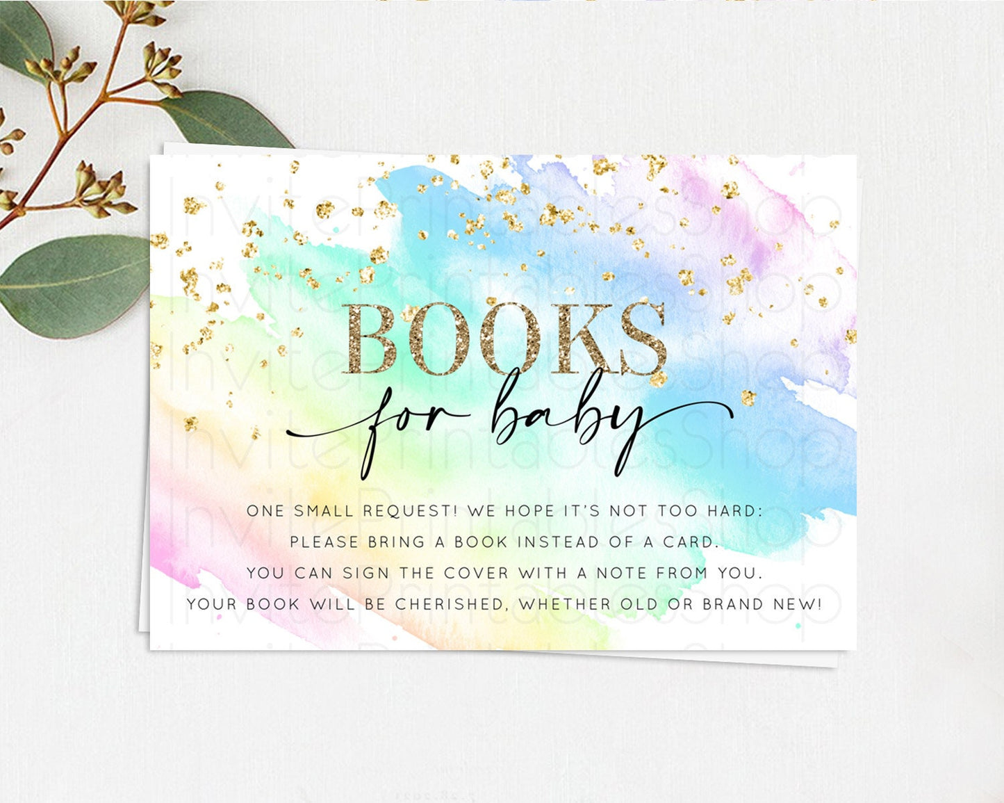 Pastel Books For Baby Card Pastel Rainbow Book Insert Colorful Ombre Watercolor Book Card Confetti Glitter Baby Book Poem Request D10640