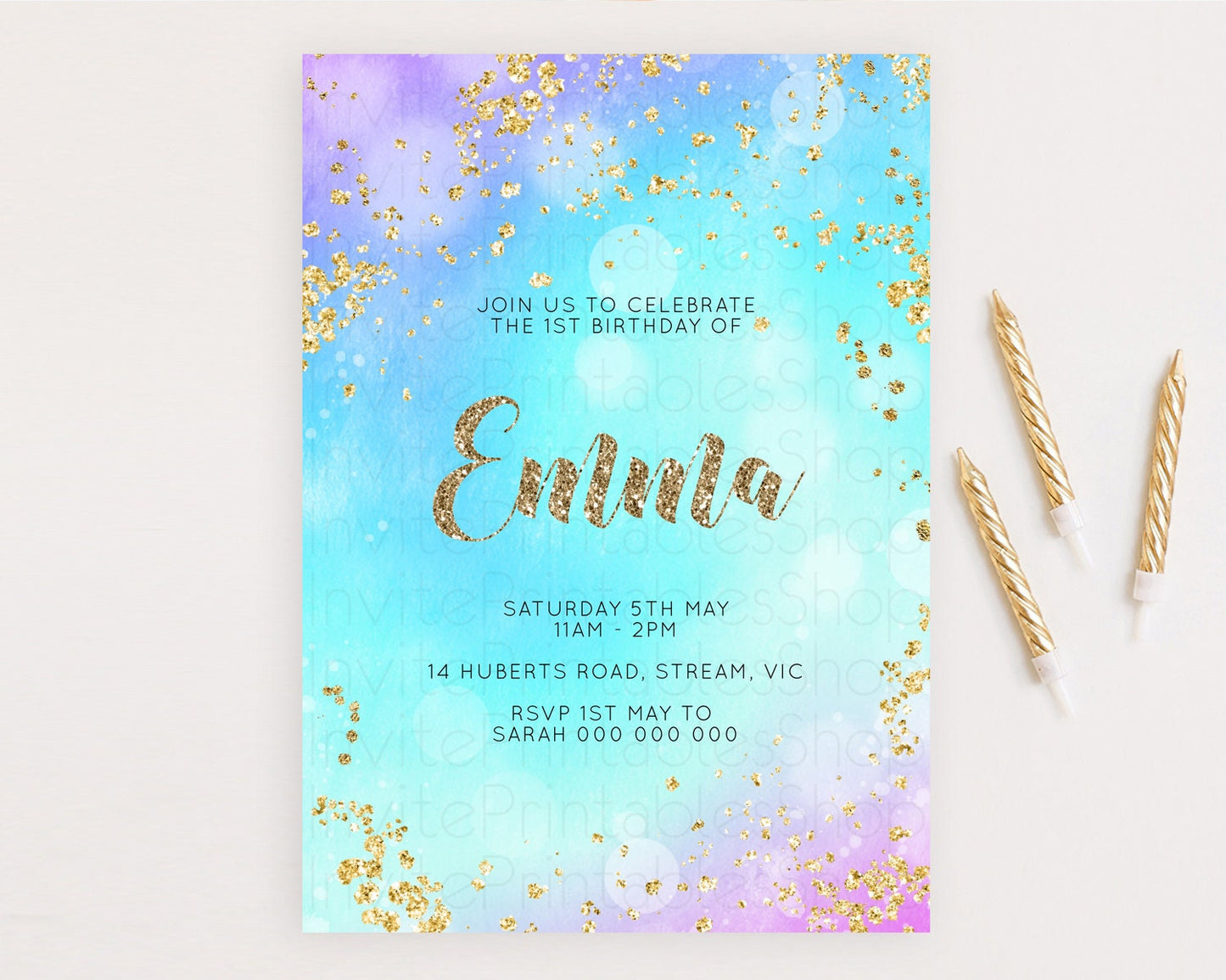 Mermaid Birthday Invitation Mermaid Invitation Rainbow Fish Under The Sea Colorful Pastel Mermaid Pool Party 2nd 1st First Birthday D10573