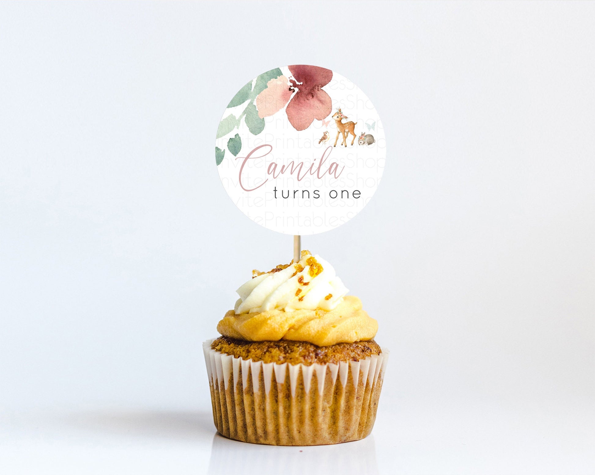 Editable Fawn Cupcake Toppers Deer Cupcake Toppers Enchanted Forest Party Bu