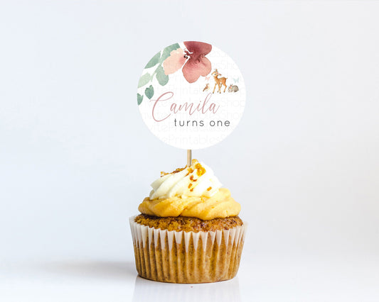 Editable Fawn Cupcake Toppers Deer Cupcake Toppers Enchanted Forest Party Bu
