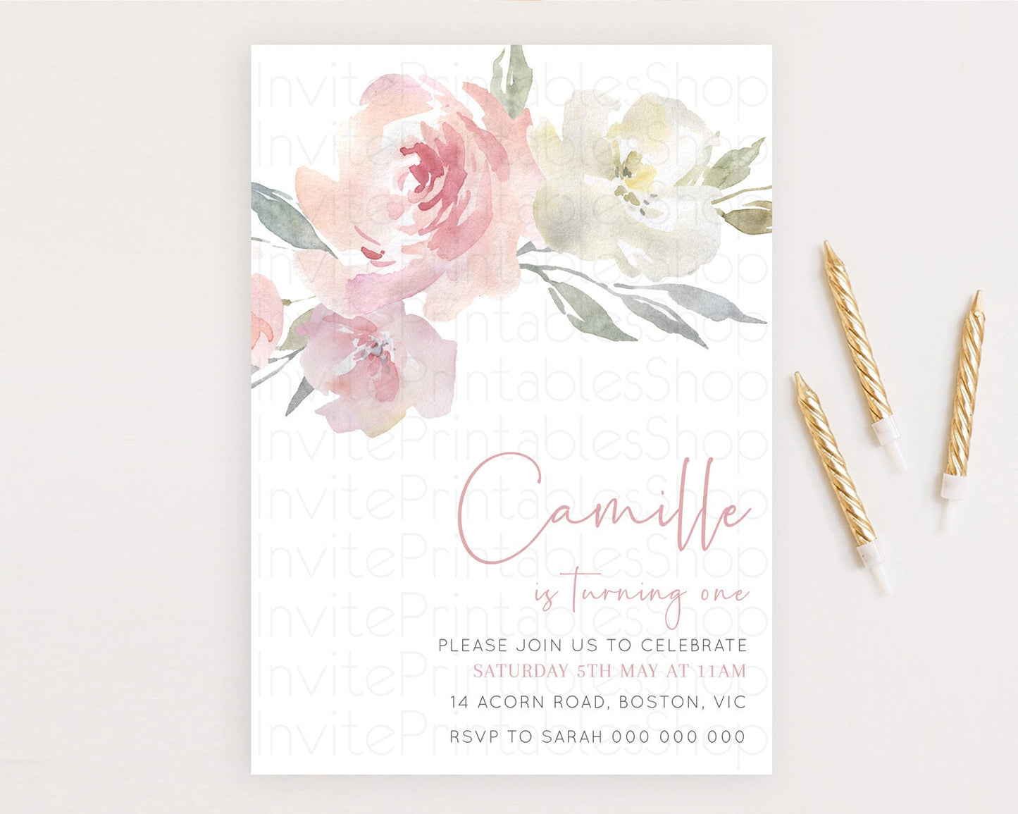 Secret Garden Invitation Wildflower Birthday Invitation Pastel Flowers Invite Enchanted Garden Boho Floral 3rd 2nd First Birthday D10183