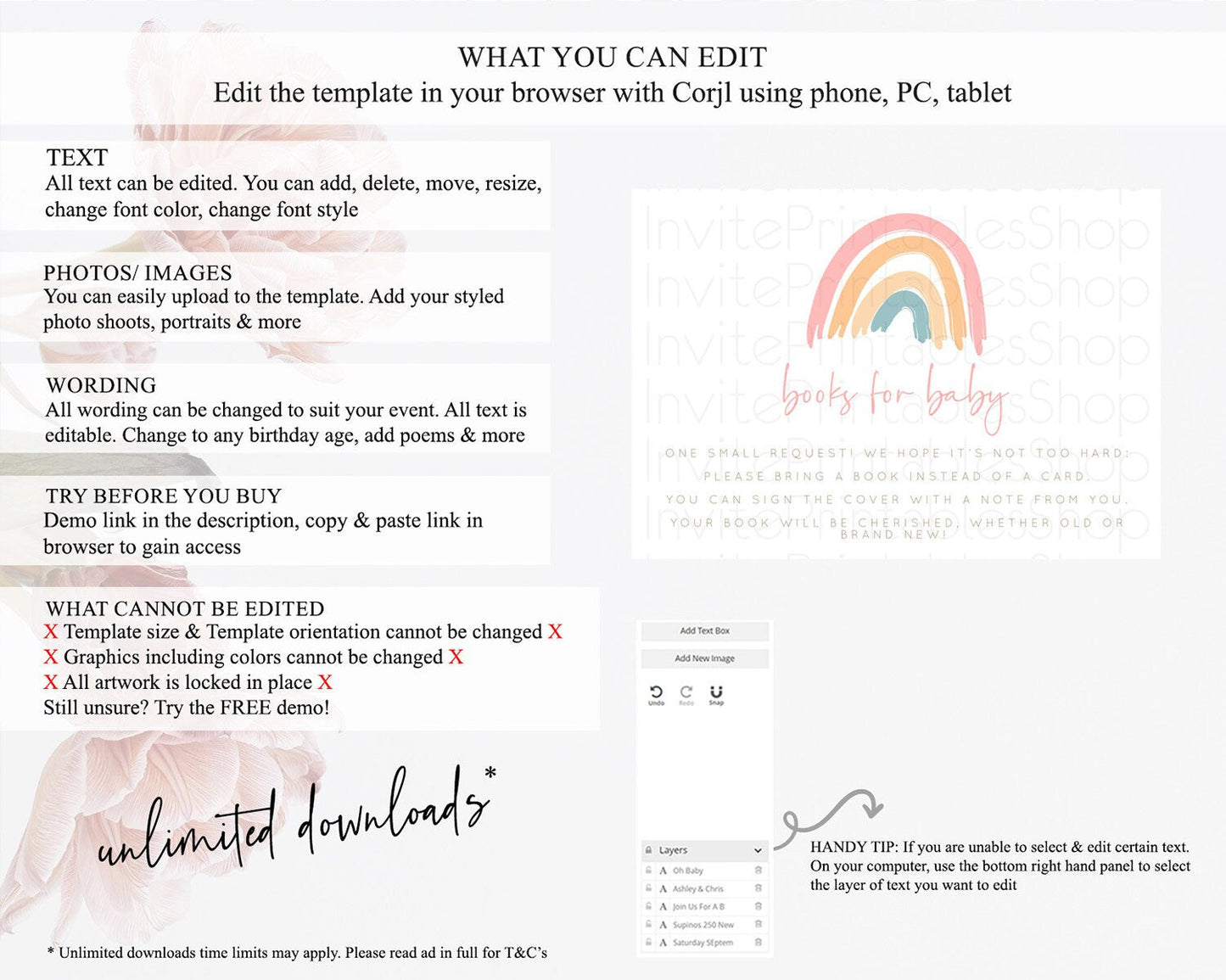 Pastel Rainbow Books For Baby Card Boho Rainbow Book Insert Boho Rainbow Book Card Pastel Watercolor Baby Shower Book Poem Request D10350