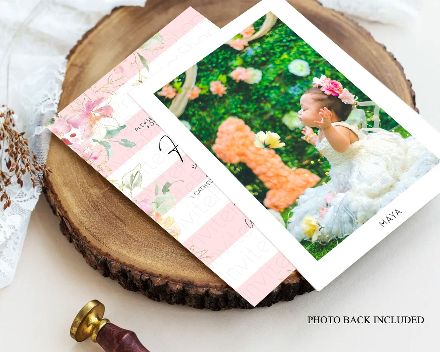 Secret Garden Baptism Invitation Wildflower Baptism Birthday Invite Pastel Flowers Christening Invite Enchanted Garden Boho Floral D10301