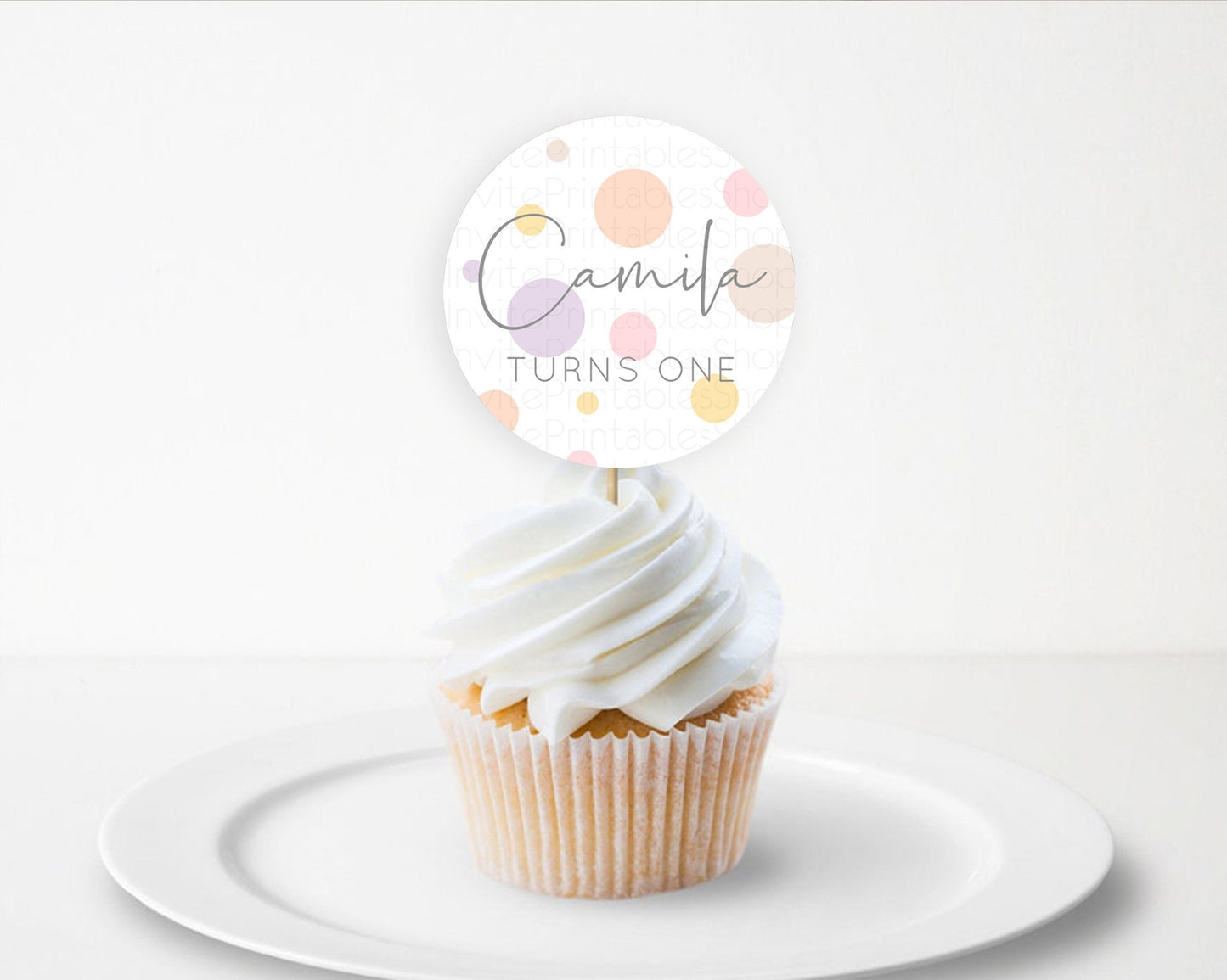 Pastel Cupcake Toppers Pastel Confetti Cupcake Topper Bubbles Sprinkles Colorful Rainbow Confetti Cupcake First Birthday Party Décor D10759