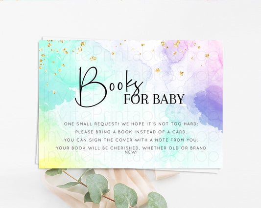 Editable Pastel Books For Baby Card Pastel Rainbow Book Insert Colorful Ombr