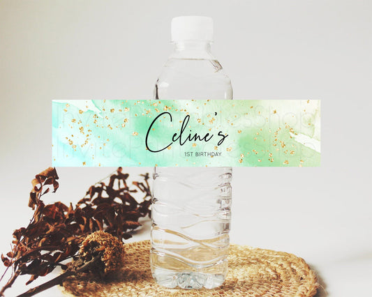 Editable Green Watercolor Water Label Template Ombre Green Watercolor Splash