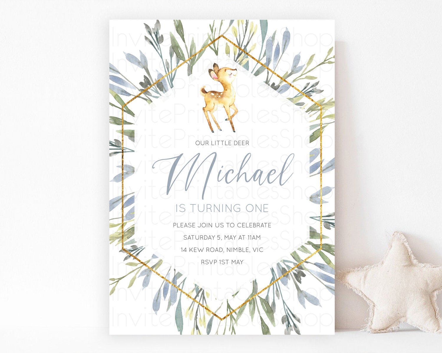 Editable Fawn Birthday Invitation Deer Birthday Invitation Enchanted Forest