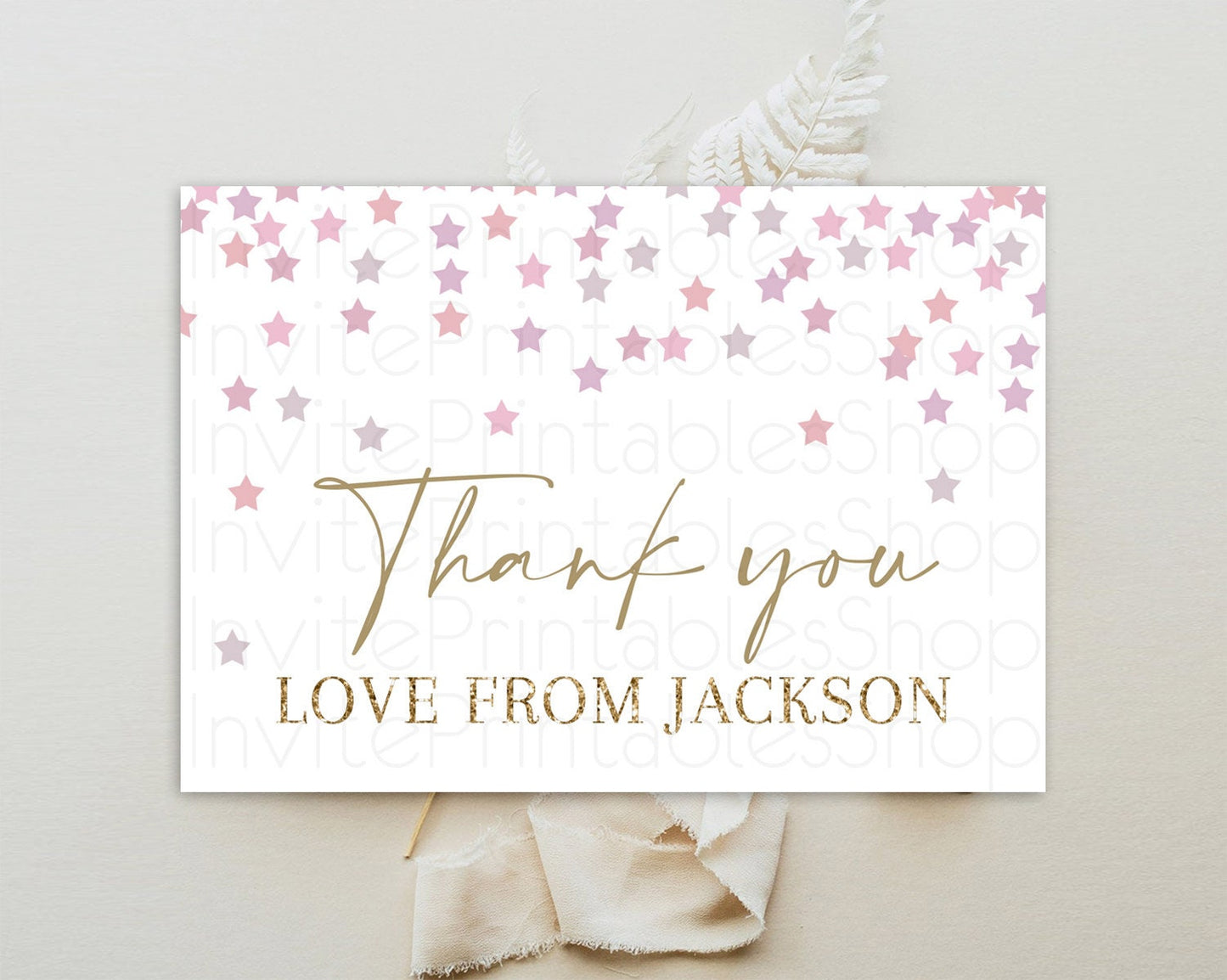 Star Thank You Card Pastel Stars Thank You Shooting Star Rainbow Colorful Confetti Twinkle Little Star Birthday Teacher Thank You D10344