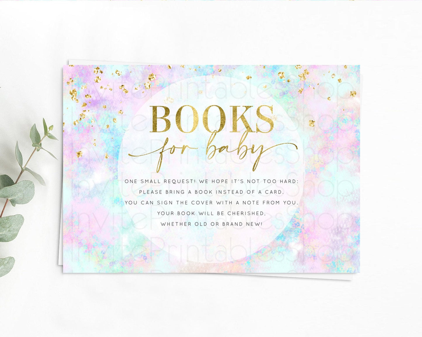 Pastel Books For Baby Card Pastel Rainbow Book Insert Colorful Ombre Watercolor Book Card Confetti Glitter Baby Book Poem Request D10652