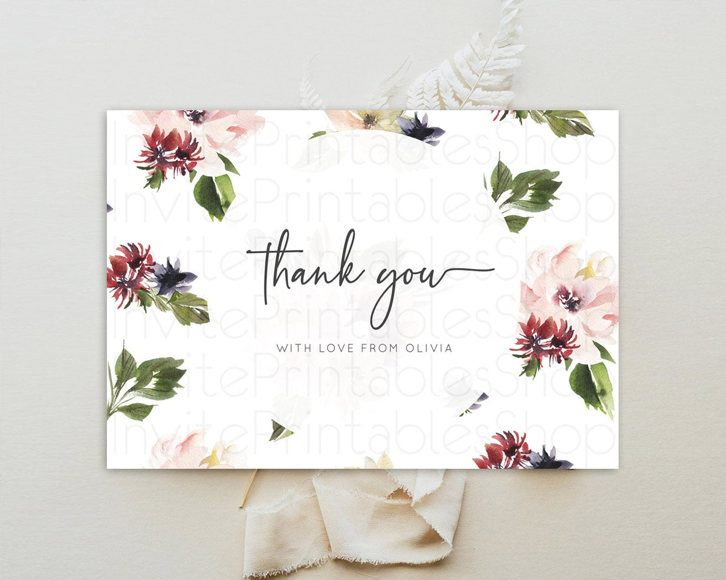 Secret Garden Thank You Wildflower Thank You Card Pastel Flower Garden Birthday Thank You Card Boho Floral Teacher Thank You Card D10538